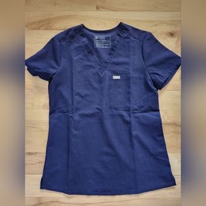 3 piece XS Navy Blue FIGS Scrubs Set: Catarina Top, Yola and Livingston Bottoms